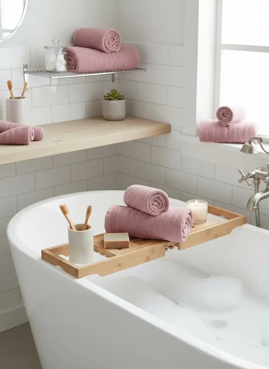 Dolce Ondata Rosa Cipria Banyo Havlu 2'li Set